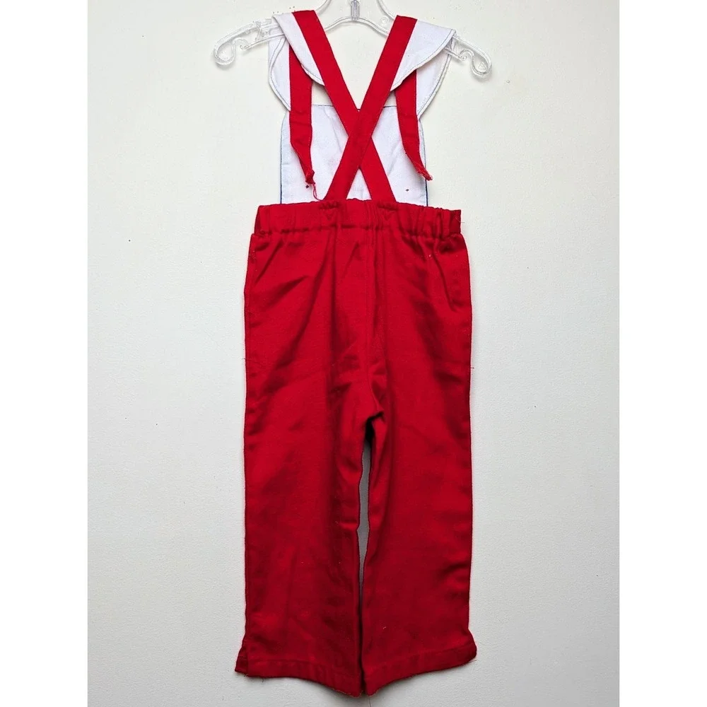 Vintage Health-Tex Sailboat Applique Nautical‎ Sailor Overalls 80s Toddler 2T